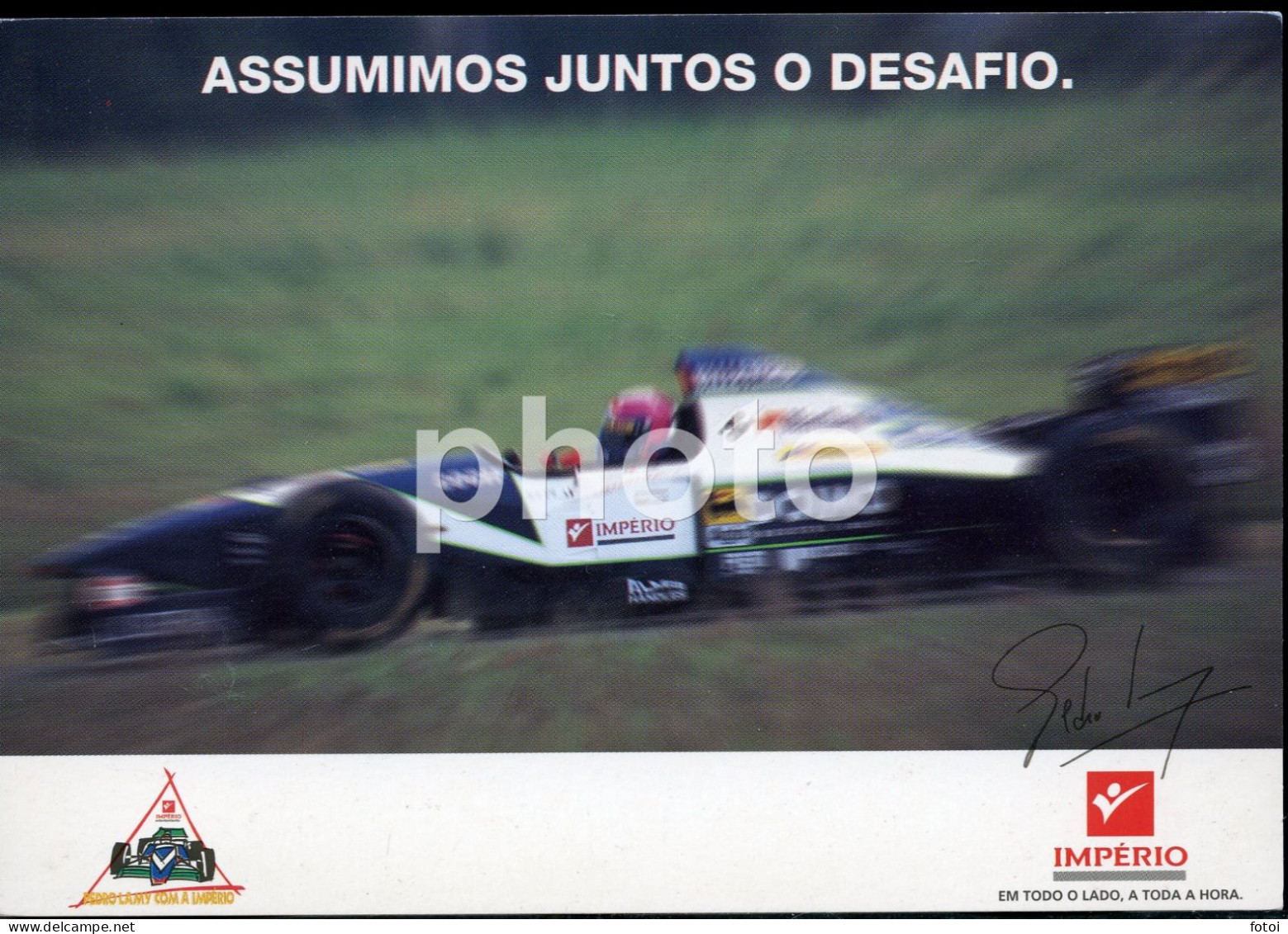 PHOTO POSTCARD RACING CAR FORMULA GRAND PRIX MINARDI FORD PEDRO LAMY SIGNED CARTE POSTALE - Grand Prix / F1