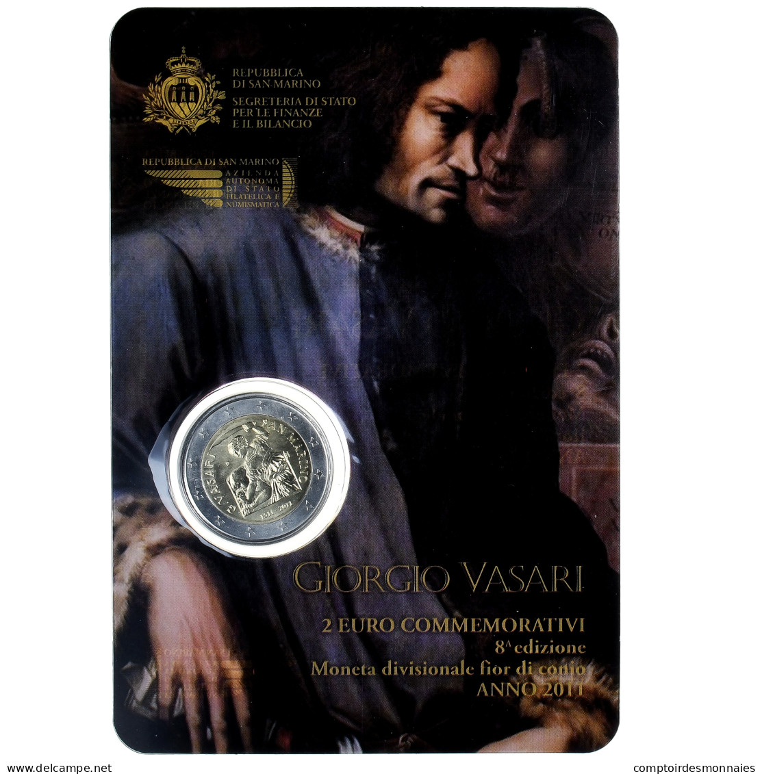 Saint Marin , 2 Euro, Giorgo Vasari, 2011, Rome, FDC, FDC, Bimétallique - San Marino