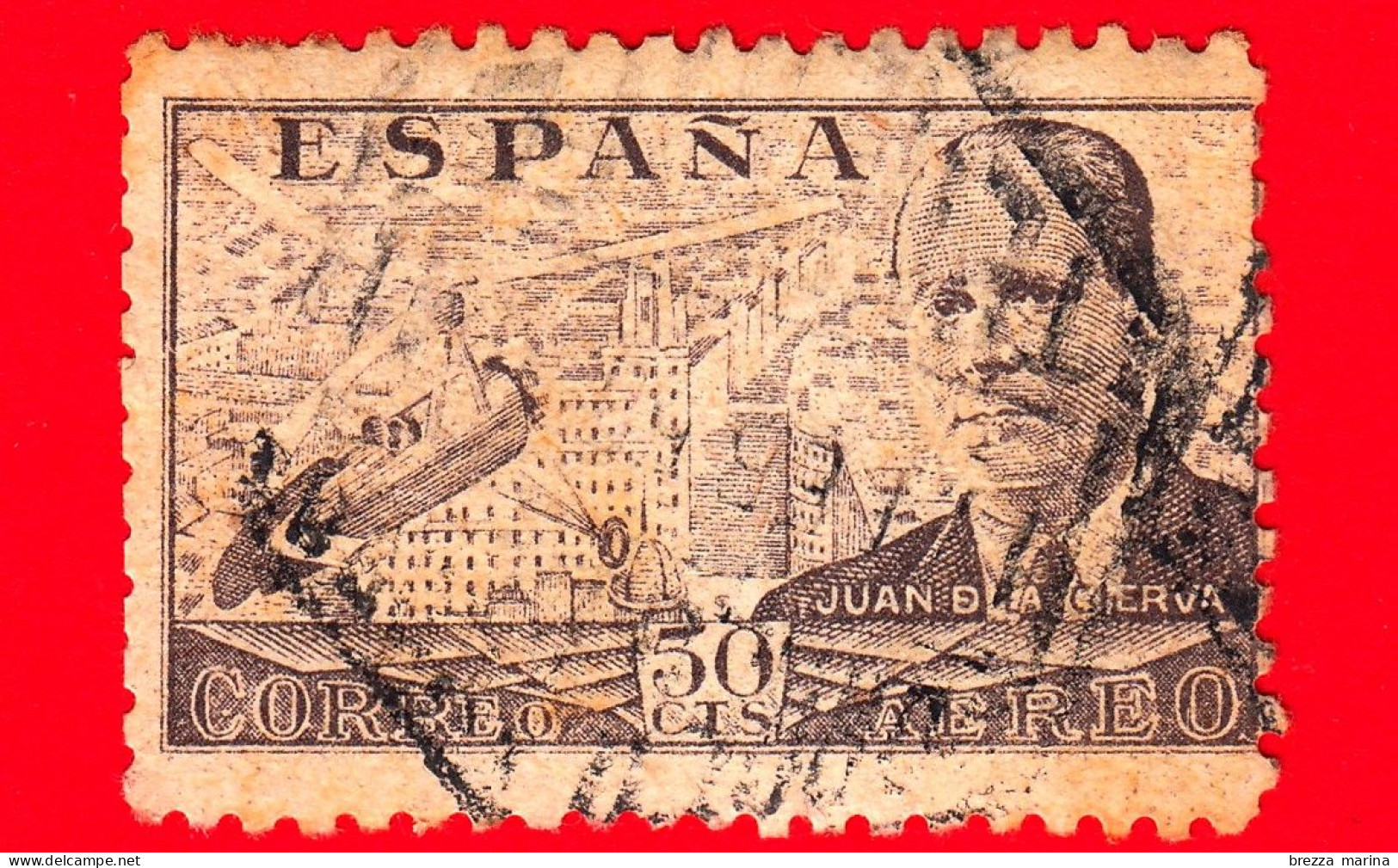 SPAGNA - Usato - 1939 - Juan De La Cierva - 50 - P. Aerea - Usados