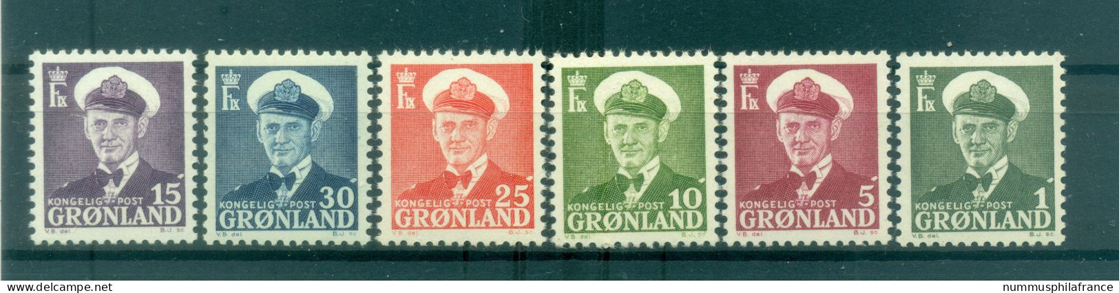 Groenland   1950-59 - Y & T N. 19/23A - Série Courante  (Michel N. 28/33) - Neufs