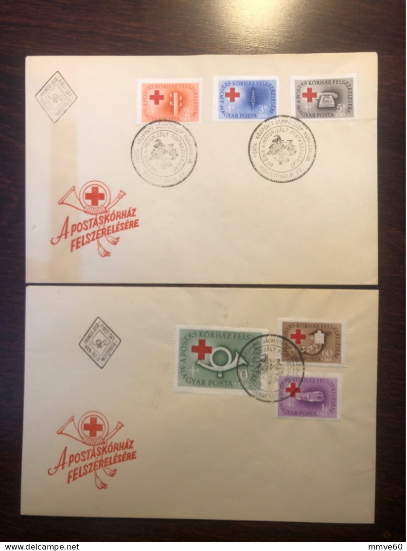 HUNGARY FDC COVER 1957 YEAR RED CROSS HEALTH MEDICINE STAMPS - FDC