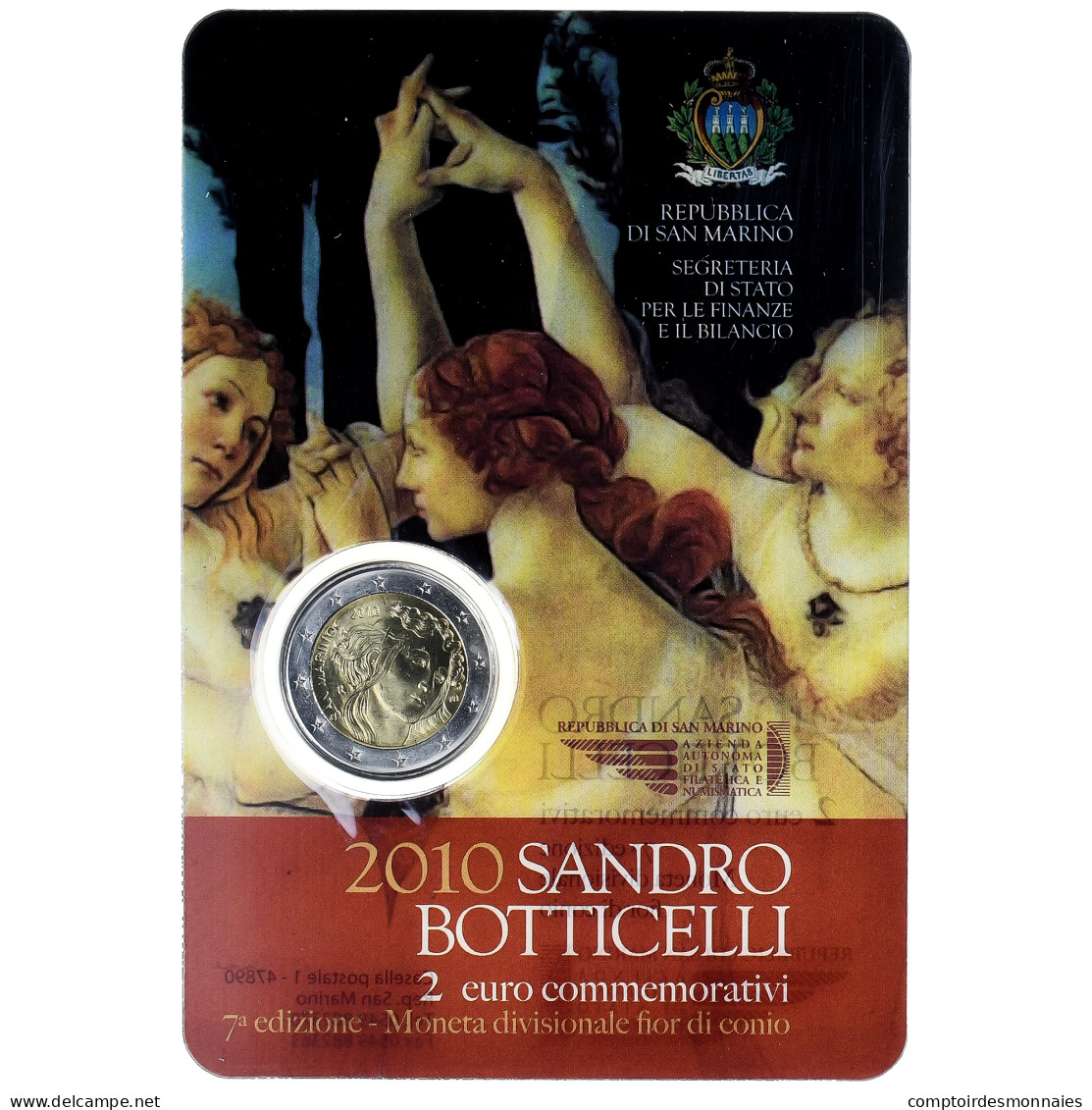 Saint Marin , 2 Euro, Sandro Botticelli, 2009, Rome, FDC, FDC, Bimétallique - San Marino