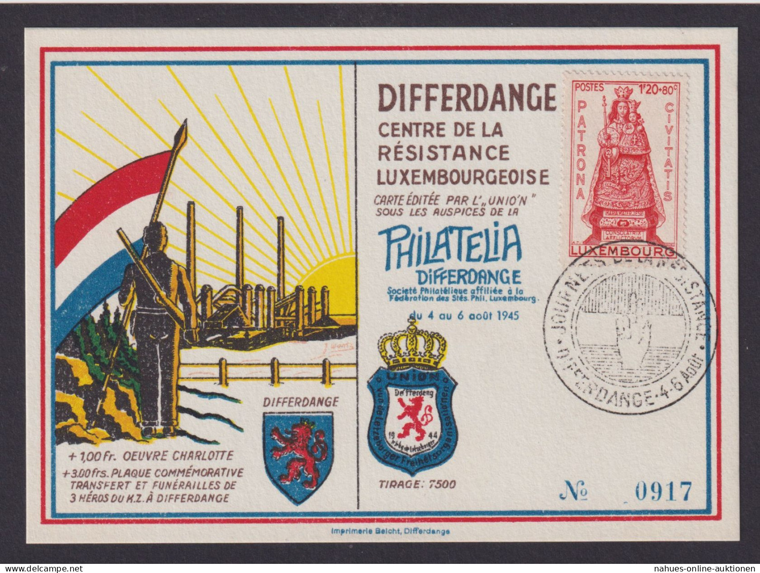 Luxemburg Tolle Anlasskarte Philatelie Differdingen Zentrum Des Luxemburgischen - Covers & Documents