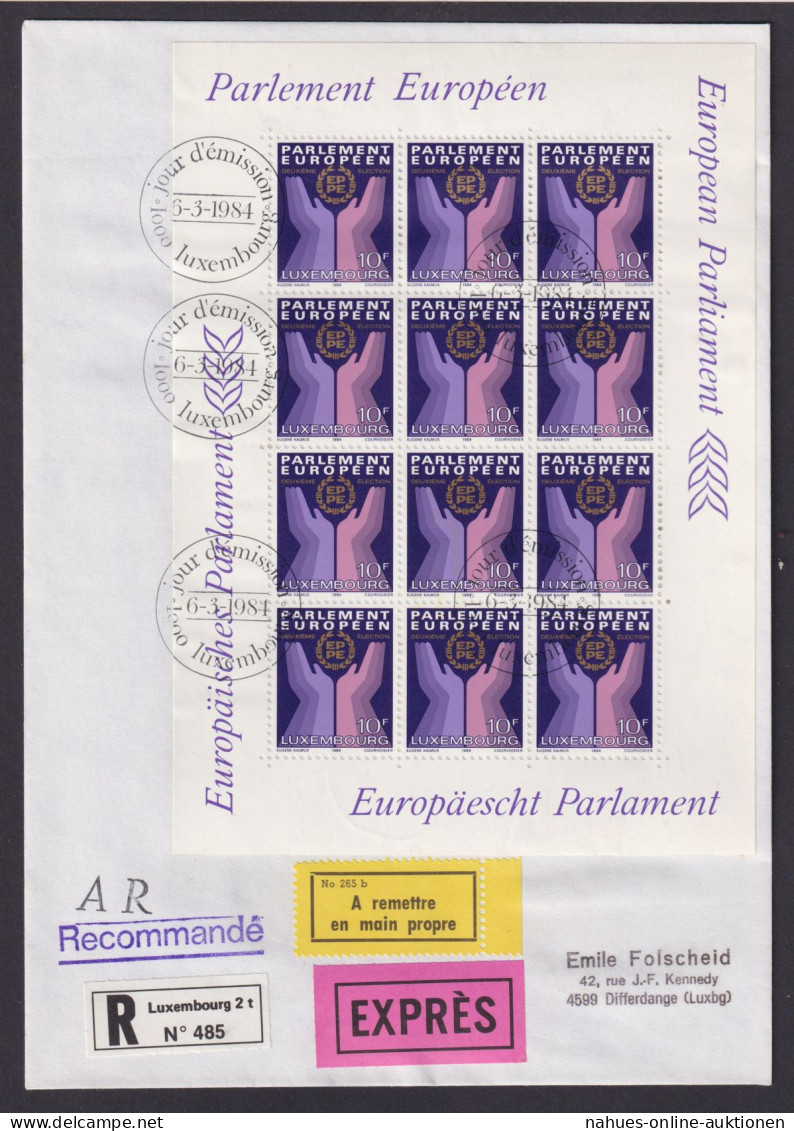 Luxemburg 1097 Europäisches Parlament Kleinbogen Express R Brief Als FDC - Storia Postale