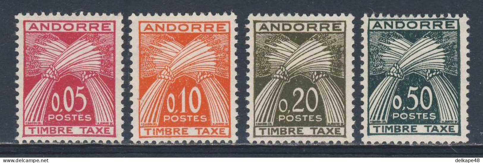 Andorre 1961 Mi T42 /5 YT T42 /5 Sc J42/5  * MH - Timbre Taxe / Portomarken / Postage Due : - Nuevos