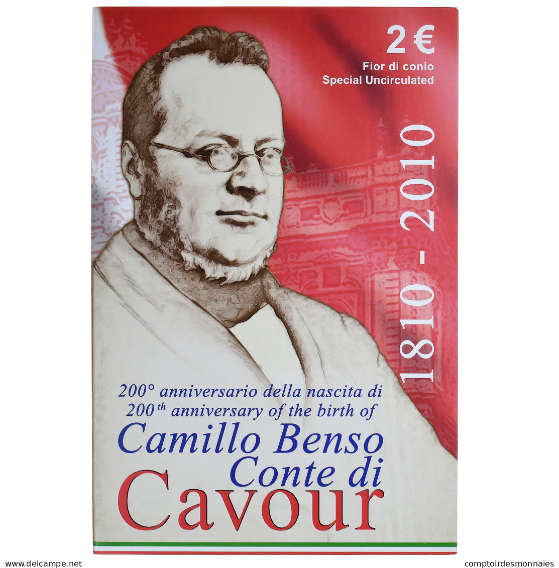 Italie, 2 Euro, Camillo Benso Comte Di Cavour, 2010, Rome, FDC, FDC - Italien