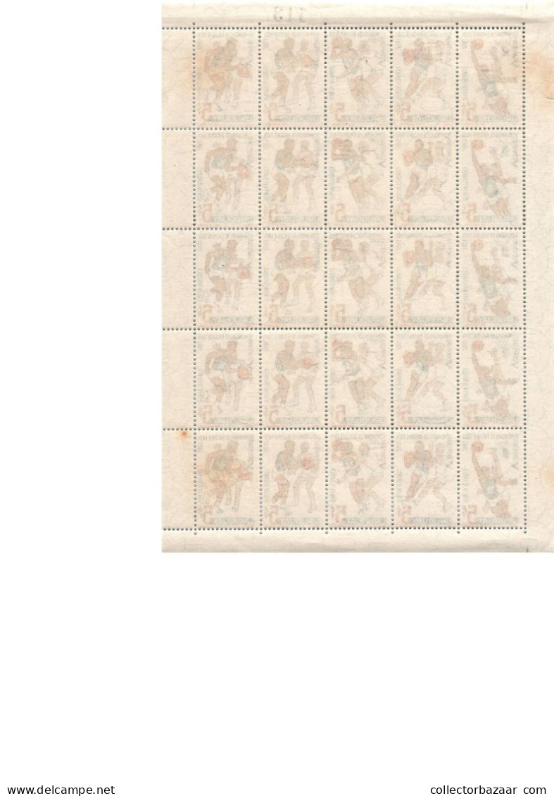 1967 5th World Basketball Championship In Uruguay Stamp Set + S/s + Full Sheet + Volleyball Overprinted C313/318 + C349 - Pallacanestro