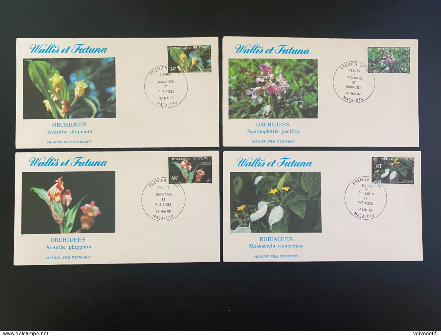 Enveloppes 1er Jour "Flore - Orchidées Et Rubiacées" 24/05/1982 - 286/289 - Wallis Et Futuna - FDC