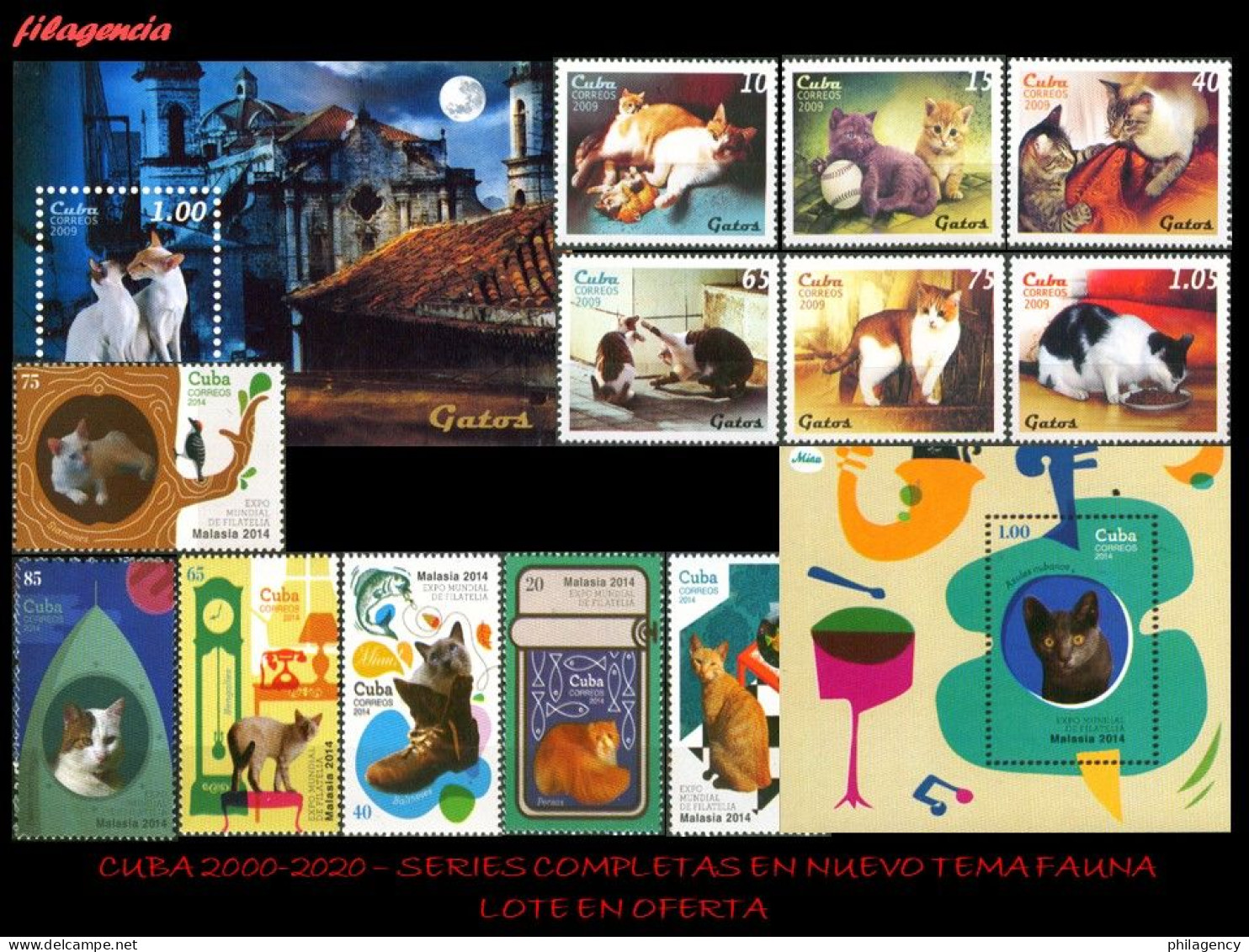 LOTES EN OFERTA. CUBA MINT. 2000-2020 LOTE DE 10 EMISIONES DIFERENTES & COMPLETAS. TEMÁTICA: FAUNA DOMÉSTICA - Neufs