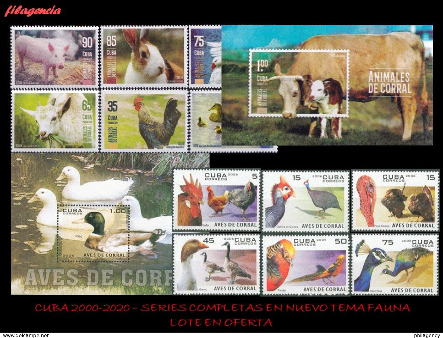 LOTES EN OFERTA. CUBA MINT. 2000-2020 LOTE DE 10 EMISIONES DIFERENTES & COMPLETAS. TEMÁTICA: FAUNA DOMÉSTICA - Neufs