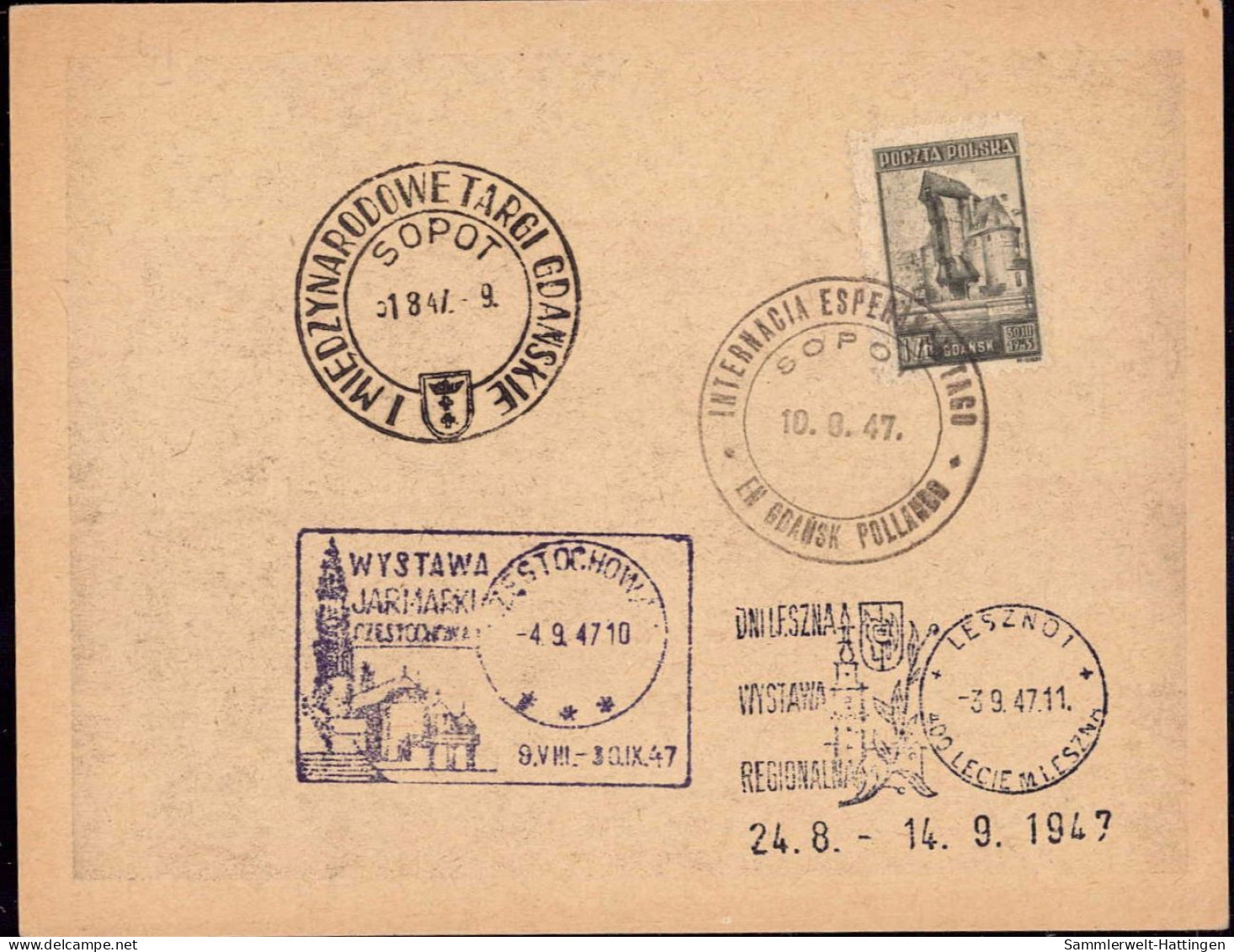 603941 | Souvenirkarte Vom Esperanto Kongress 1947 In Sopot | Zoppot (Danzig Westpreussen) - Brieven En Documenten
