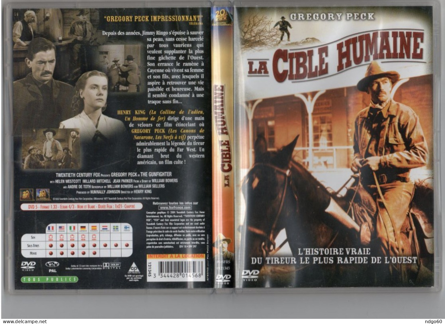 DVD Western - La Cible Humaine (1950) Avec Gregory Peck - Western/ Cowboy