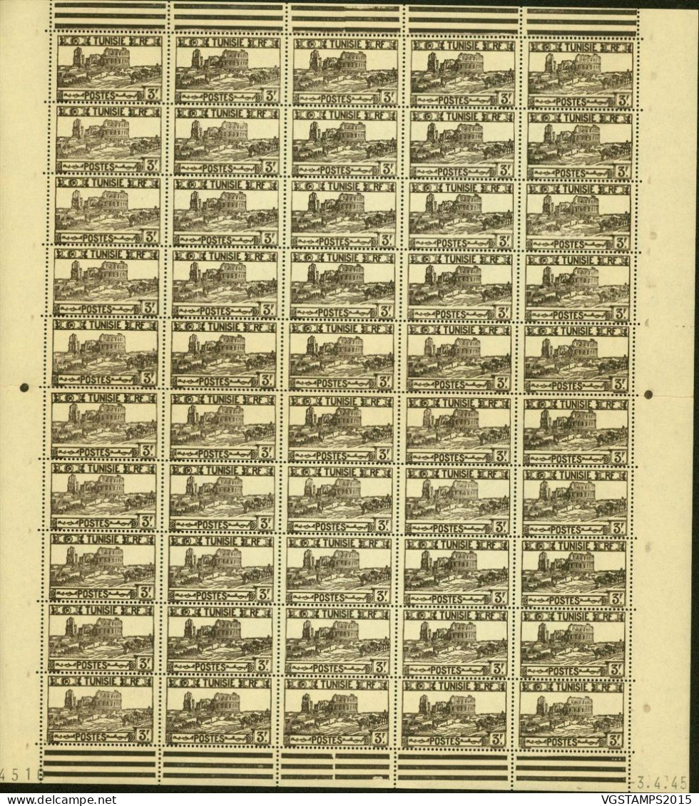 Tunisie 1945 - Colonie Française - Timbres Neufs. Yvert Nr.: 284. Feuille De 50 Avec Coin Daté: 3/4/45... (EB) ARA-02216 - Unused Stamps