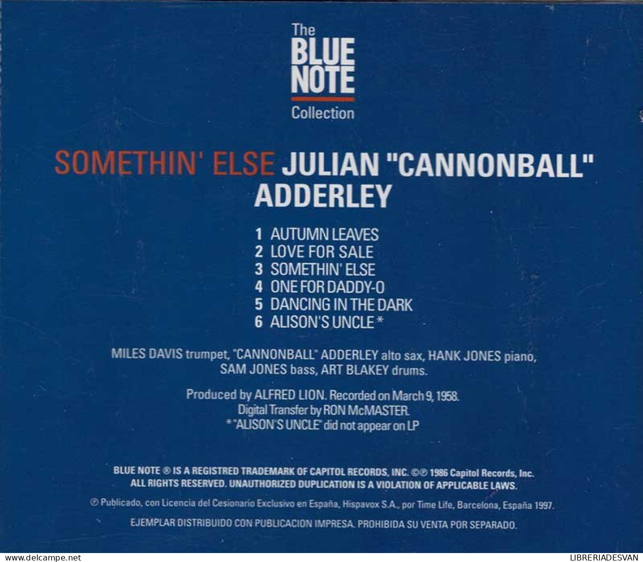 Julian Cannonball Adderley - Somethin' Else. CD - Jazz