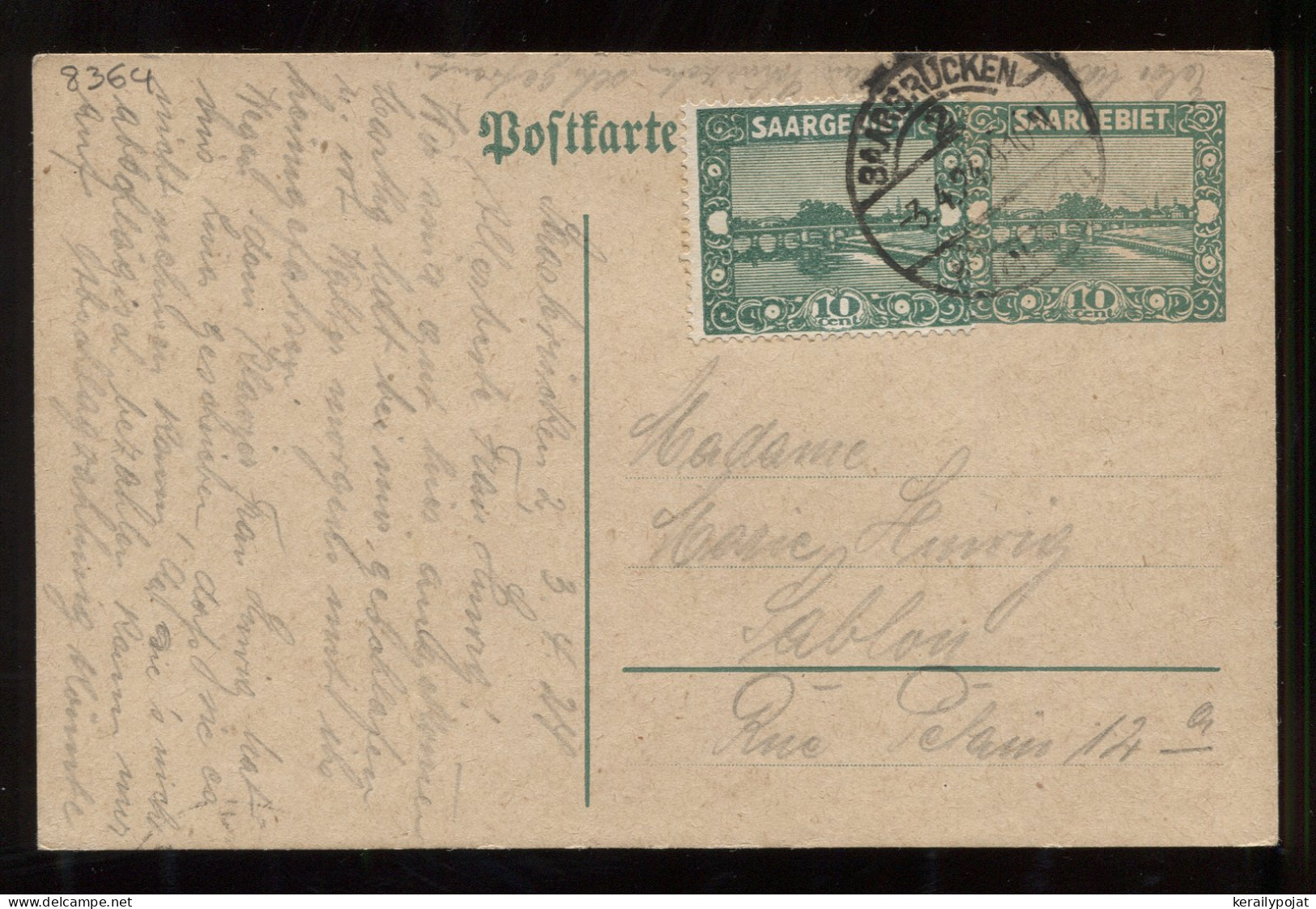 Saargebiet 1924 Saarbrucken Stationery Card__(8364) - Ganzsachen