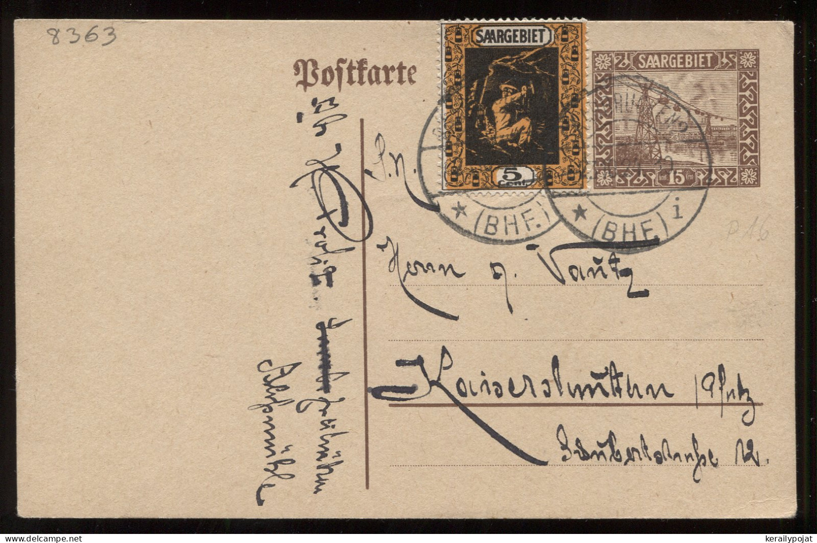 Saargebiet 1924 Saarbrucken 2 Stationery Card__(8363) - Postwaardestukken