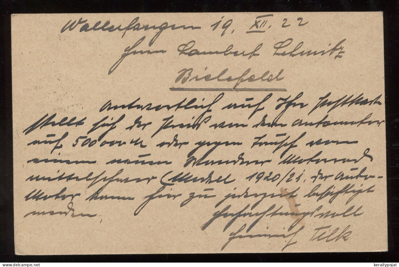 Saargebiet 1922 Saarbrucken Stationery Card To Bielefeld__(8292) - Postal Stationery