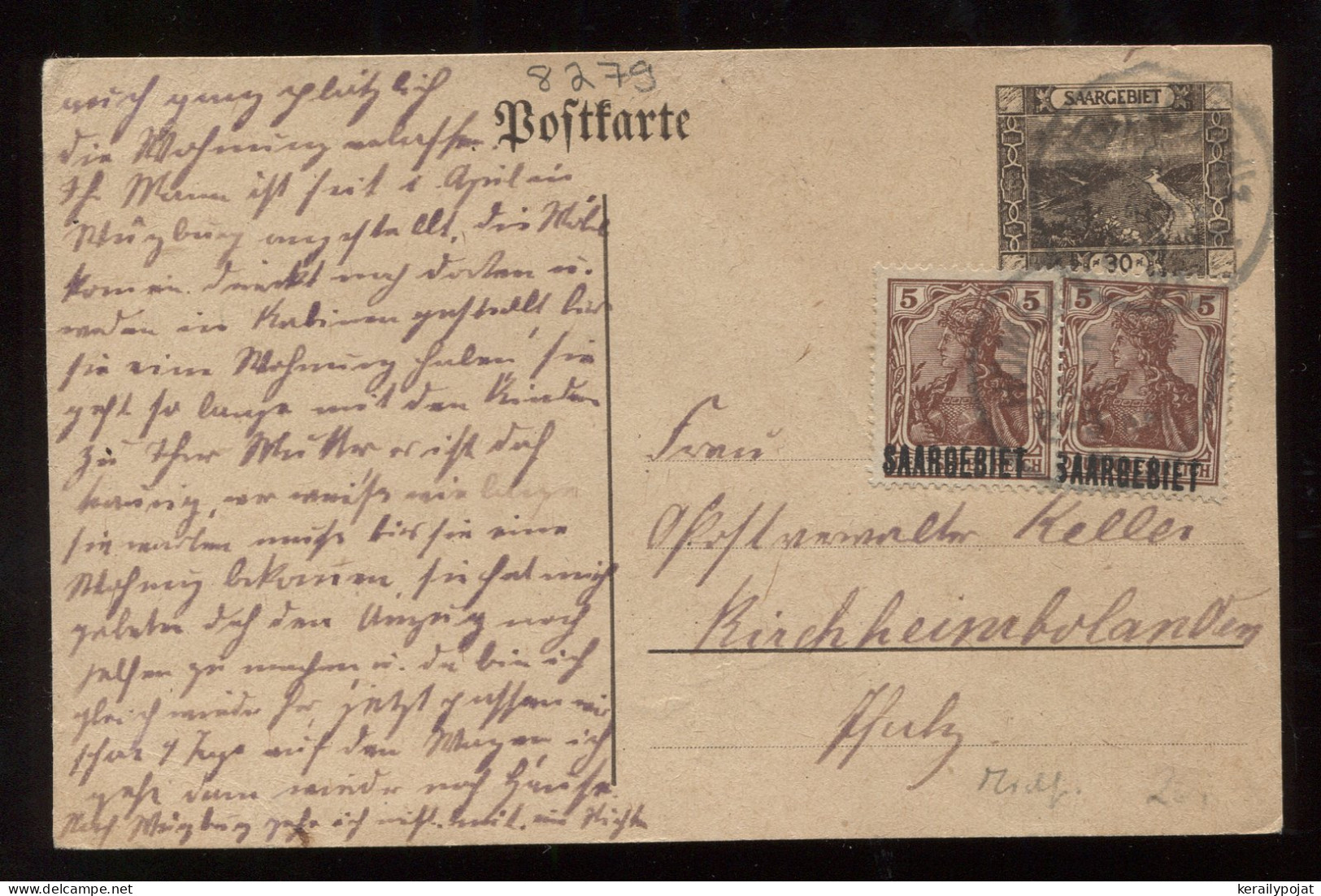 Saargebiet 1920's Kirchheimbolanden Stationery Card__(8279) - Postal Stationery