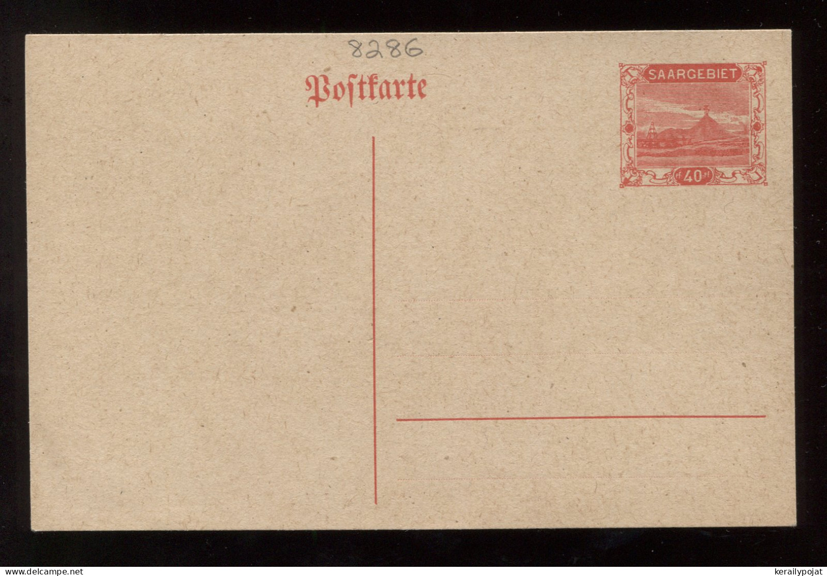 Saargebiet 1920's 40c Unused Stationery Card__(8286) - Interi Postali