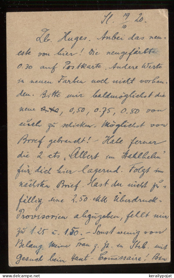 Saargebiet 1920 Saarlouis Stationery Card To Minden__(8320) - Ganzsachen