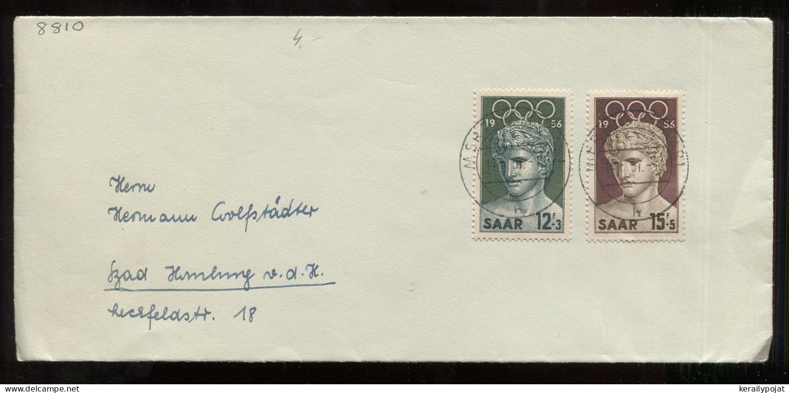 Saar 1957 Merzig Olympic Stamp Cover__(8810) - Brieven En Documenten