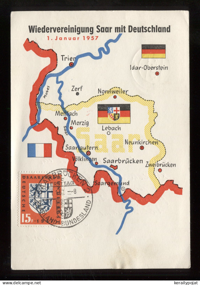 Saar 1957 Saarbrucken Postcard To Bad Godesberg__(8982) - Briefe U. Dokumente