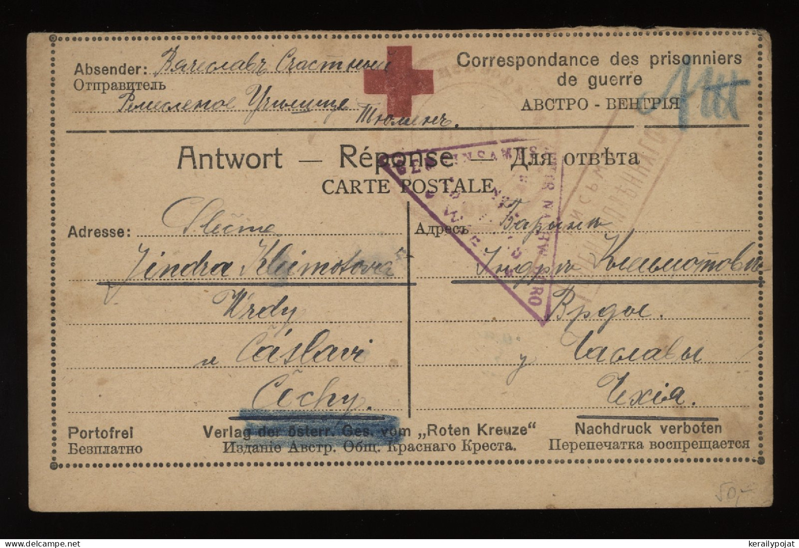 Russia 1916 Red Cross Card__(12306) - Storia Postale