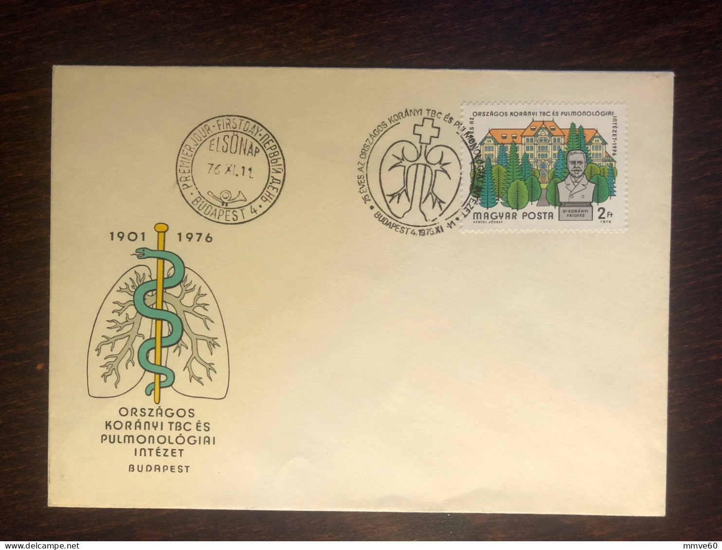 HUNGARY FDC COVER 1976  YEAR KIRANYI TUBERCULOSIS PULMONOLOGY HEALTH MEDICINE STAMPS - FDC
