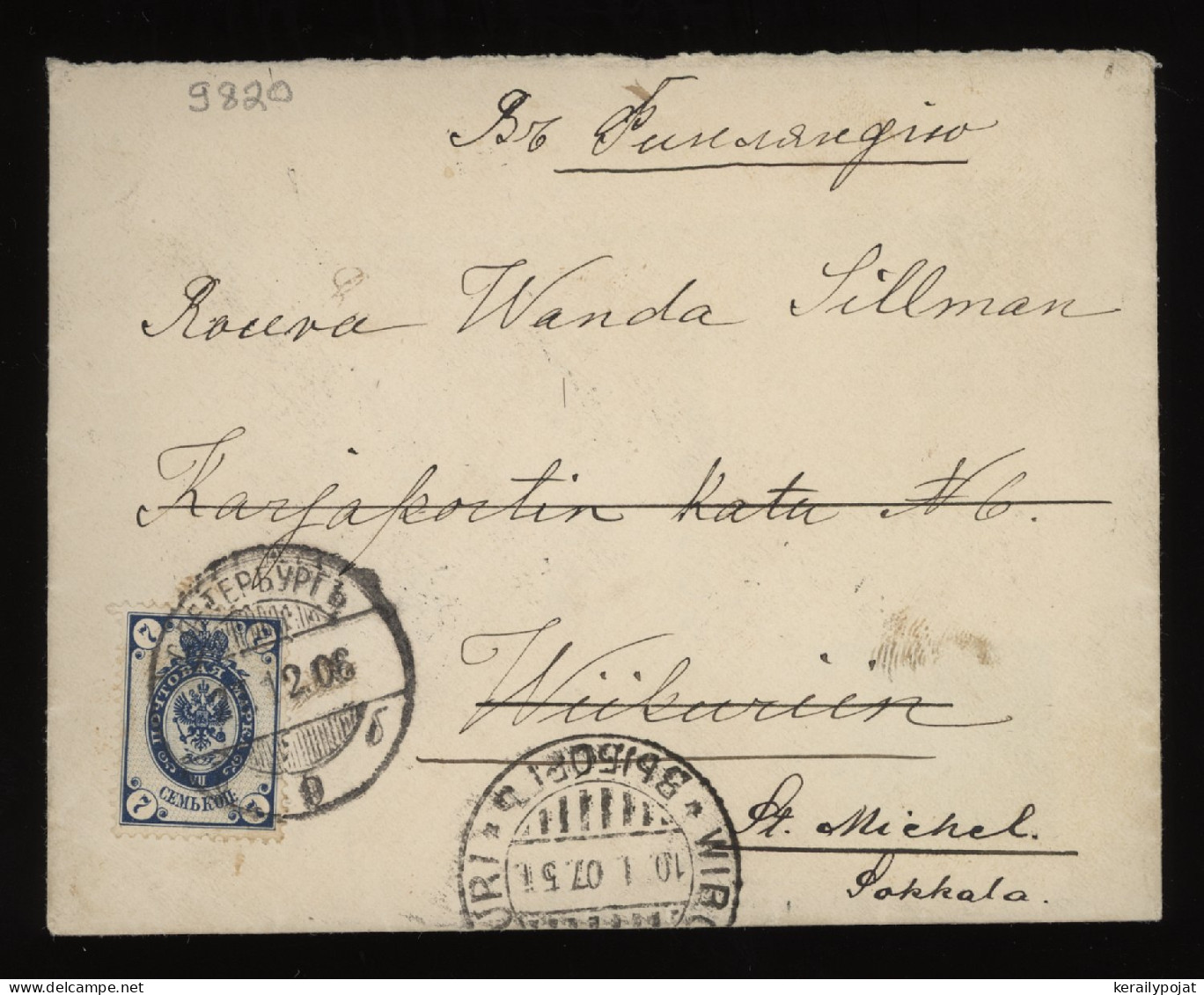 Russia 1907 7k Blue Cover To Finland__(9820) - Briefe U. Dokumente