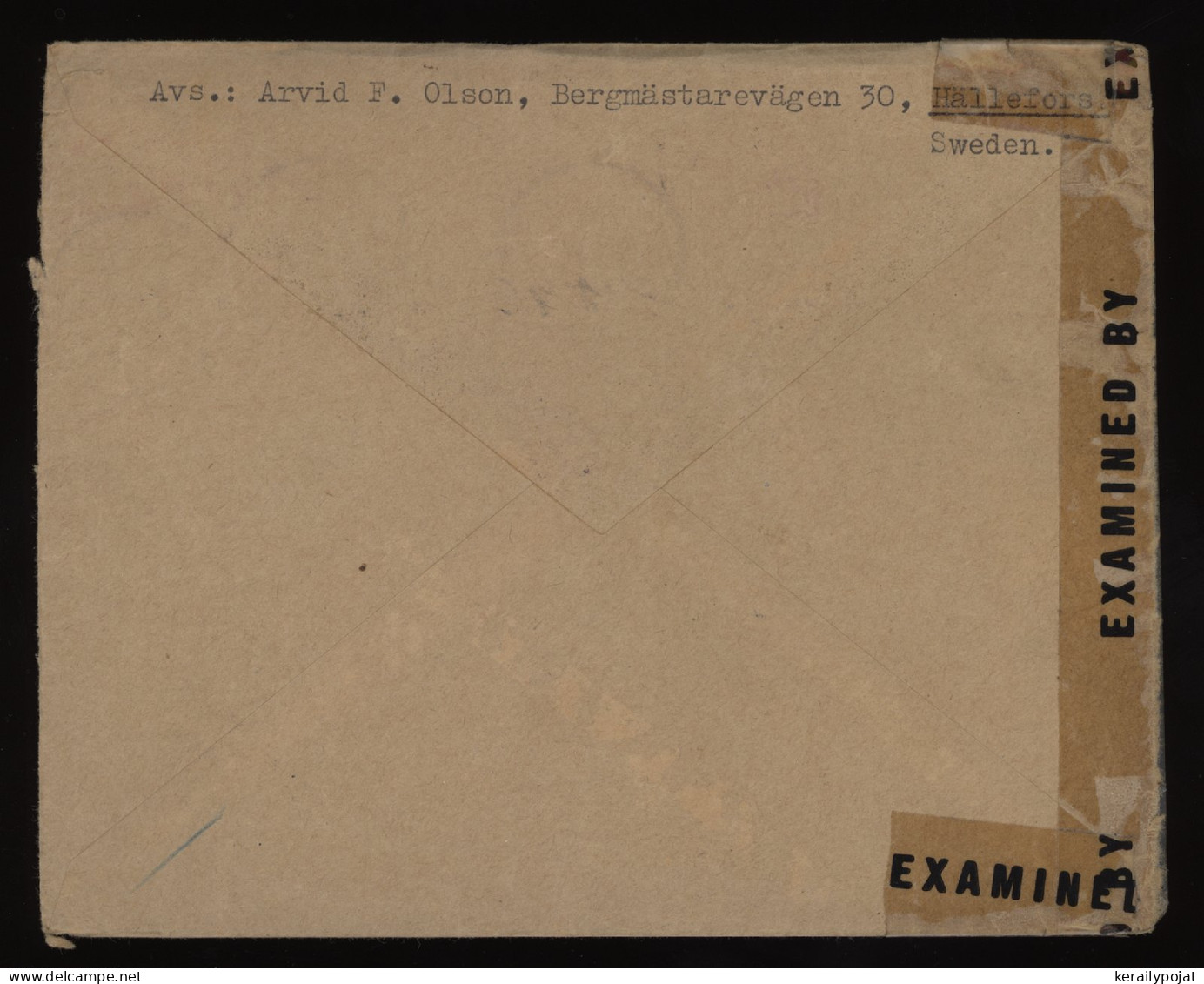 Sweden 1944 Hällefors Censored Air Mail Cover To USA__(10065) - Storia Postale