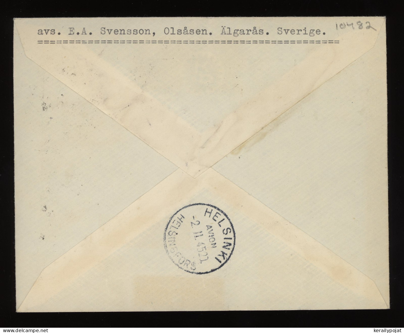 Sweden 1945 Stockholm Registered Air Mail Cover To Finland__(10482) - Brieven En Documenten