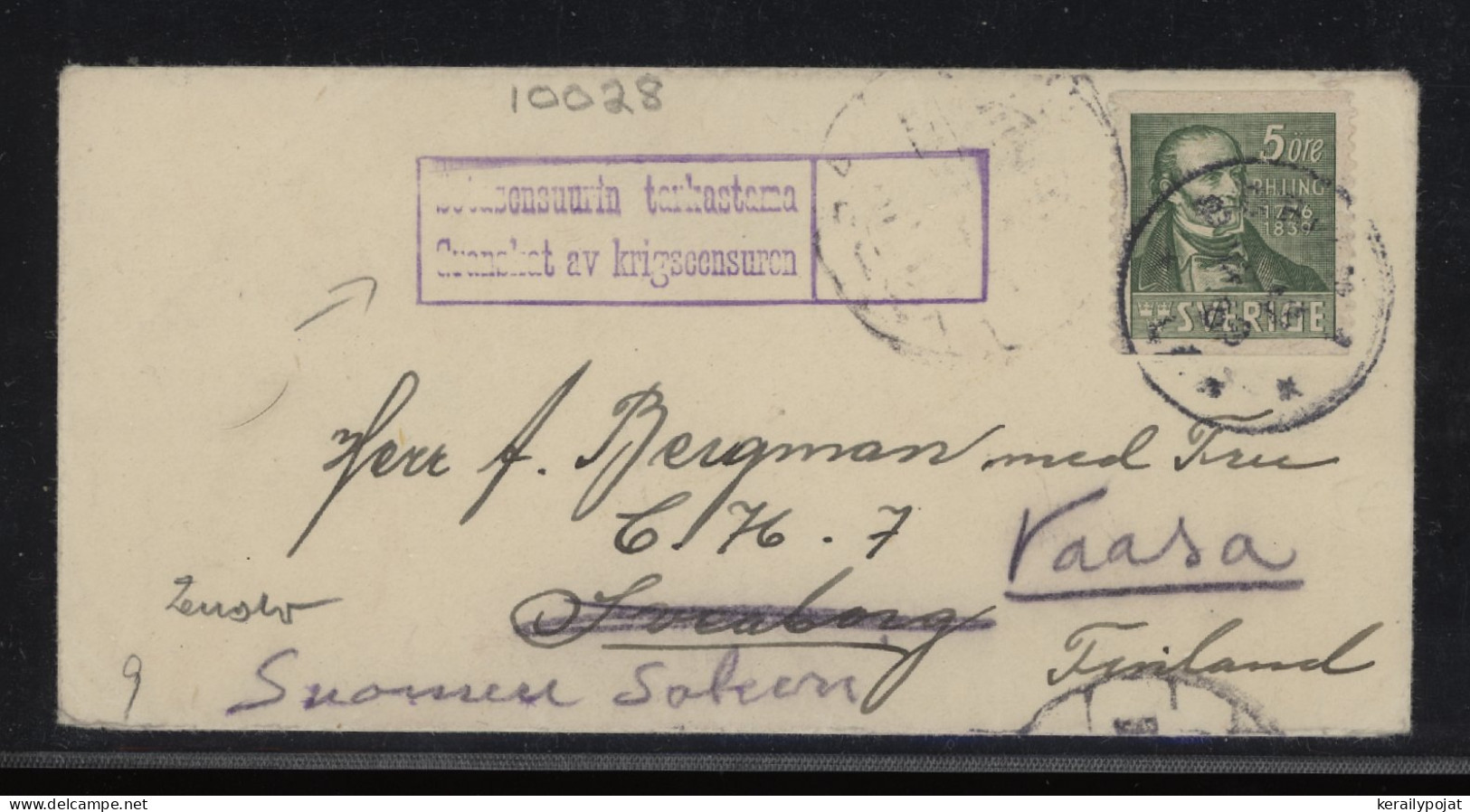 Sweden 1939 Censored Cover To Finland__(10028) - Storia Postale