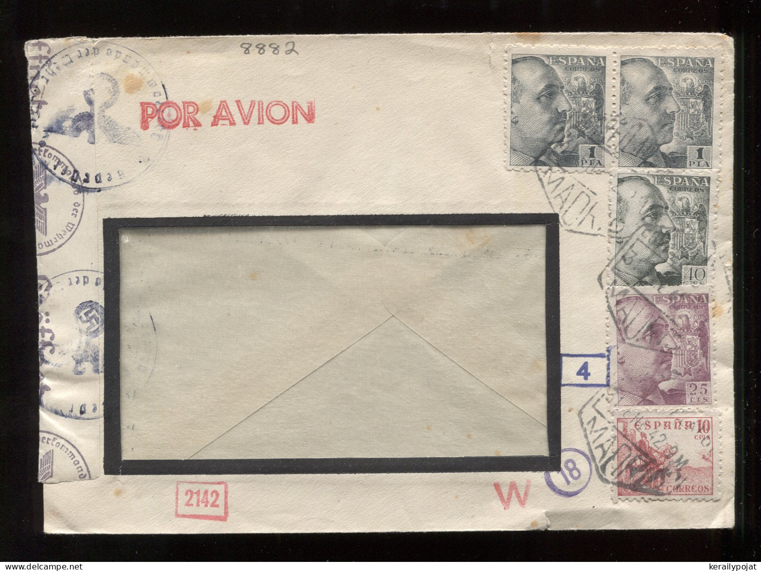 Spain 1942 Madrid Censored Air Mail Cover__(8882) - Cartas & Documentos