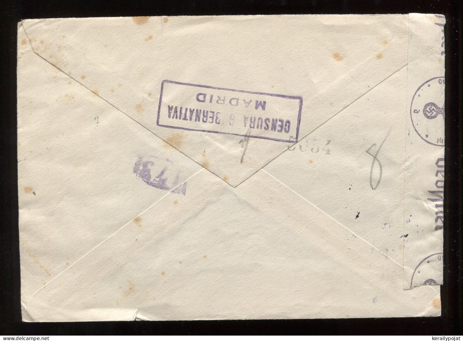 Spain 1942 Madrid Censored Air Mail Cover__(8882) - Storia Postale