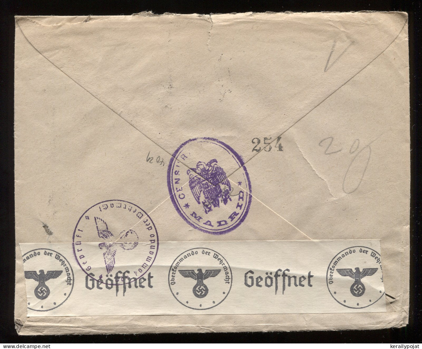 Spain 1940's Censored Air Mail Cover To Berlin__(8880) - Covers & Documents