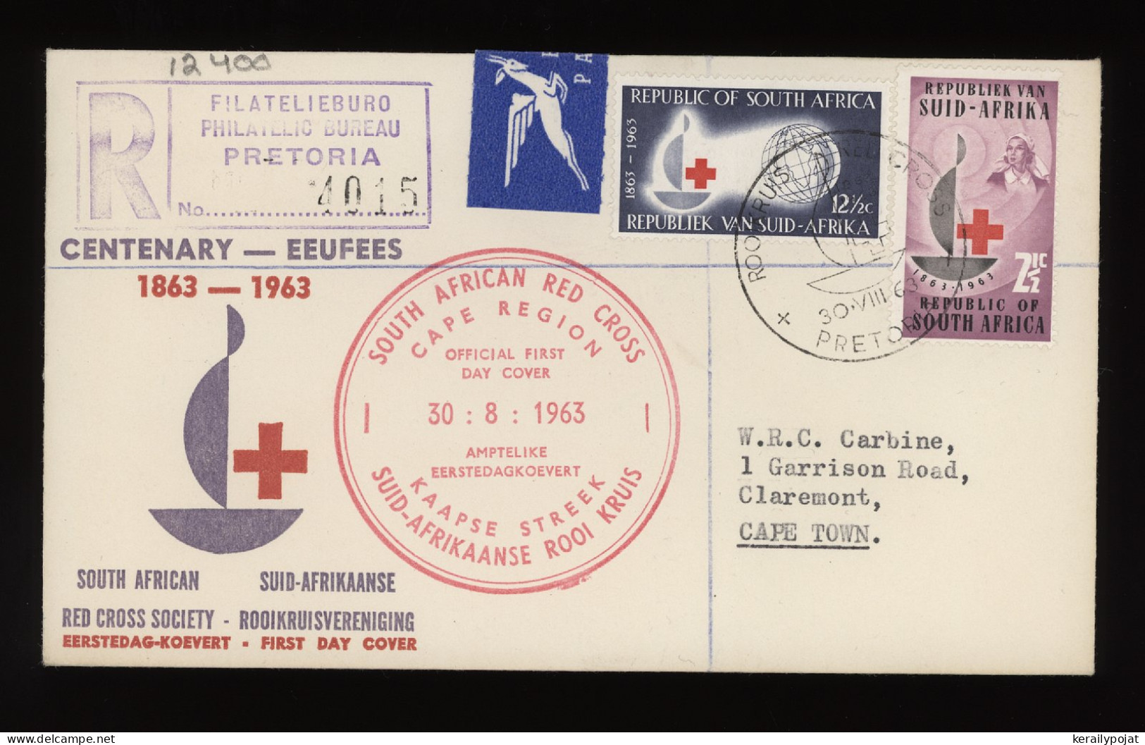 South Africa 1963 Pretoria Registered Cover__(12400) - Covers & Documents