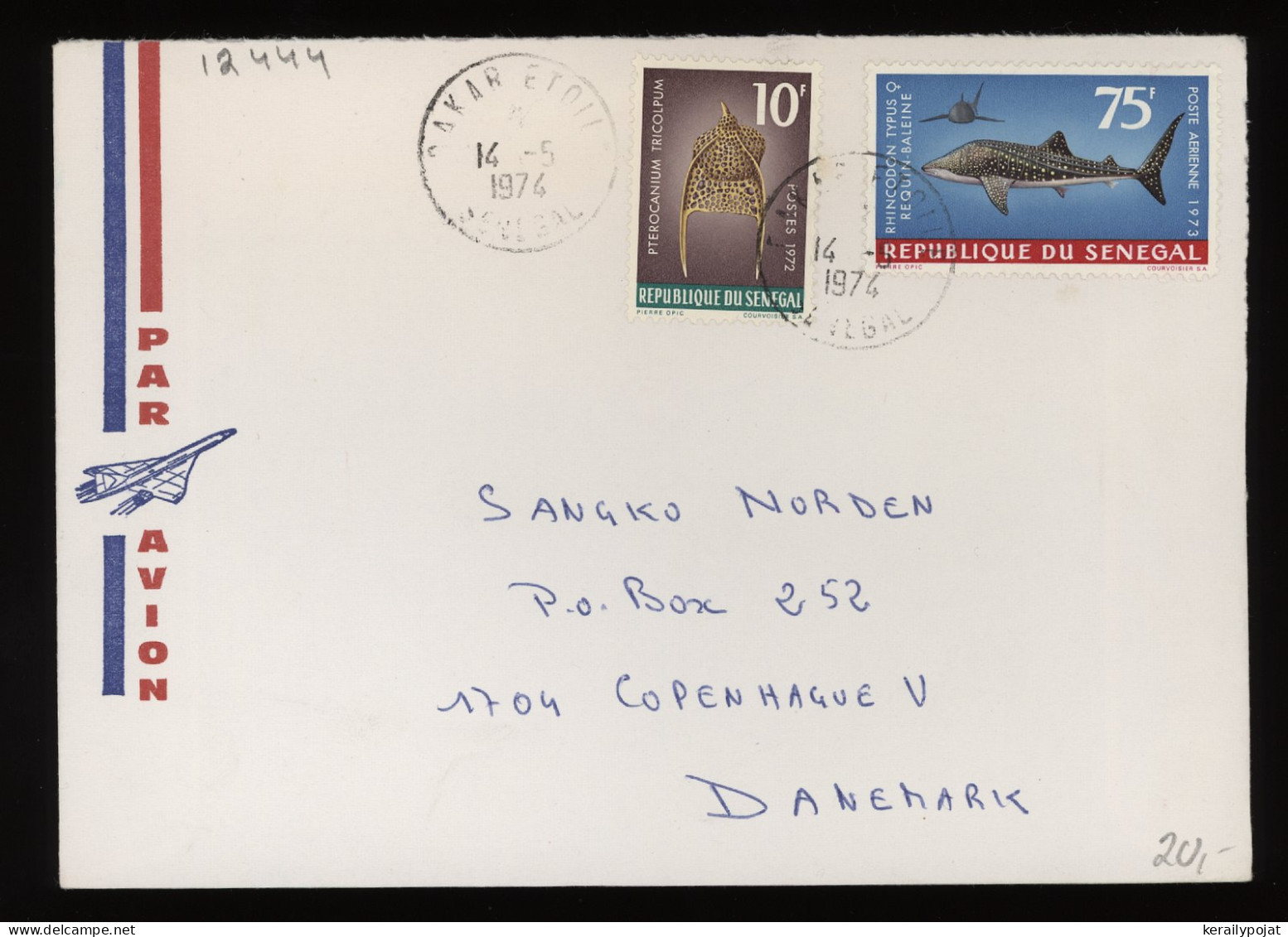 Senegal 1974 Dakar Air Mail Cover To Denmark__(12444) - Senegal (1960-...)