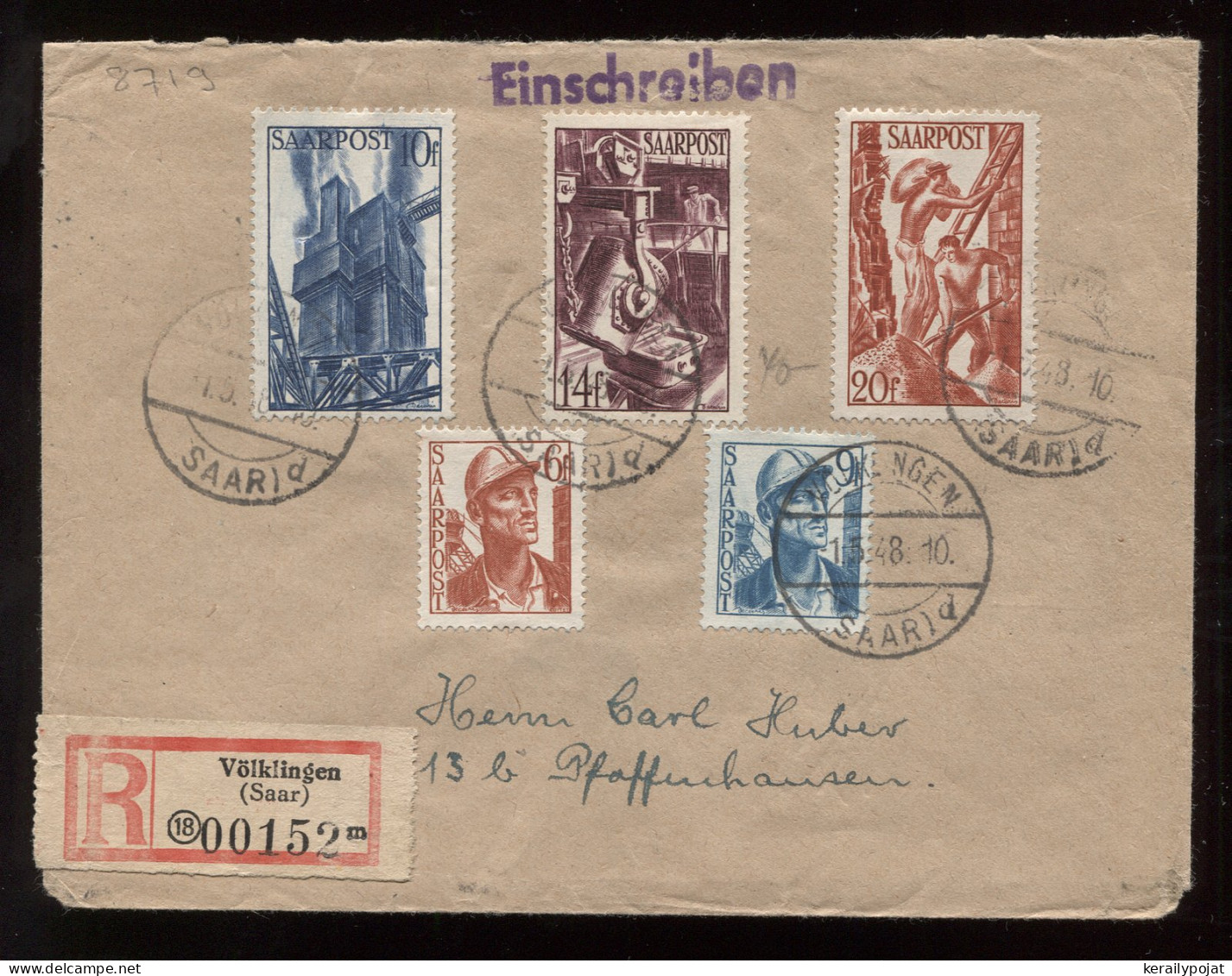 Saarpost 1958 Völklingen Registered Cover__(8719) - Blocks & Sheetlets