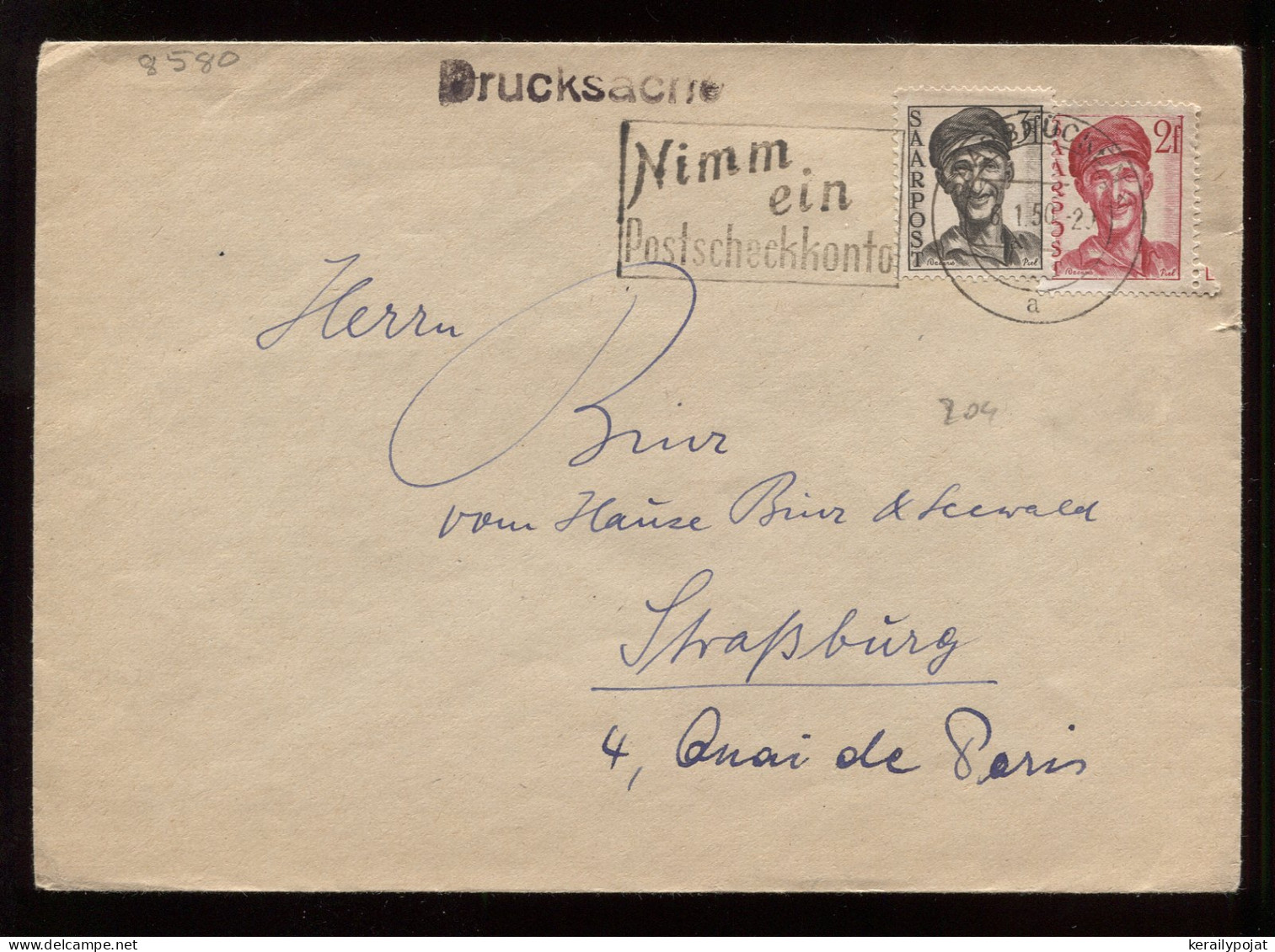 Saarpost 1950 Saarbrucken Slogan Cancellation Cover__(8580) - Hojas Y Bloques