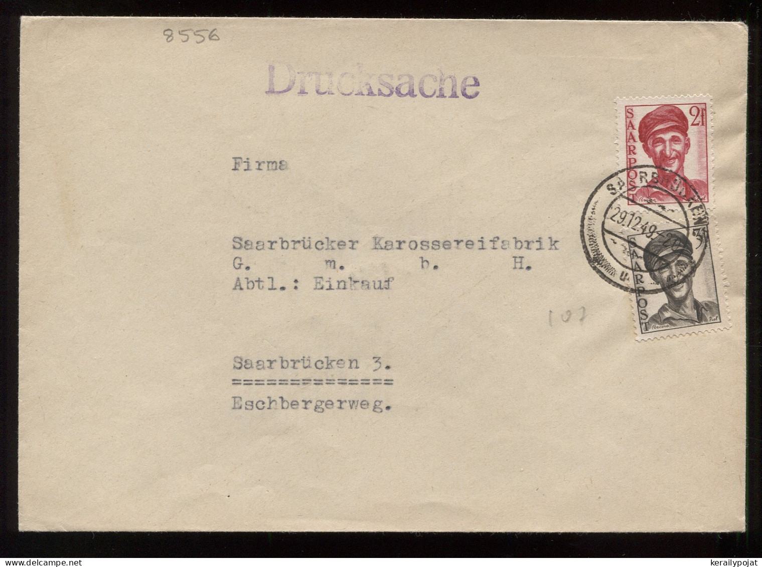 Saarpost 1949 Saarbrucken Cover__(8556) - Blocchi & Foglietti