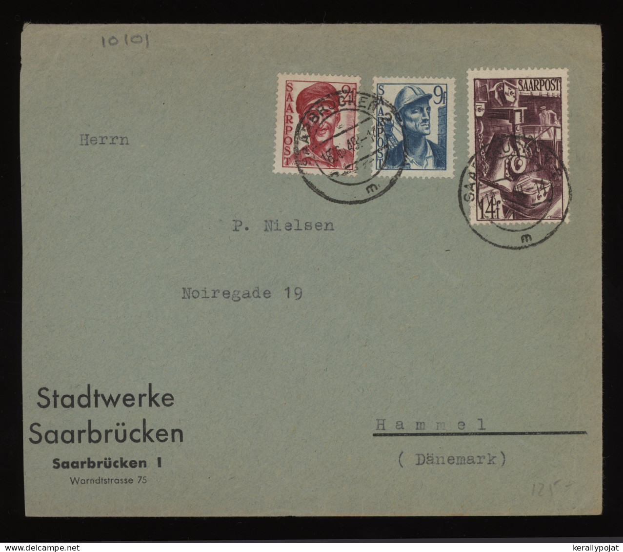 Saarpost 1949 Saarbrucken 2 Business Cover To Hammel__(10101) - Hojas Y Bloques