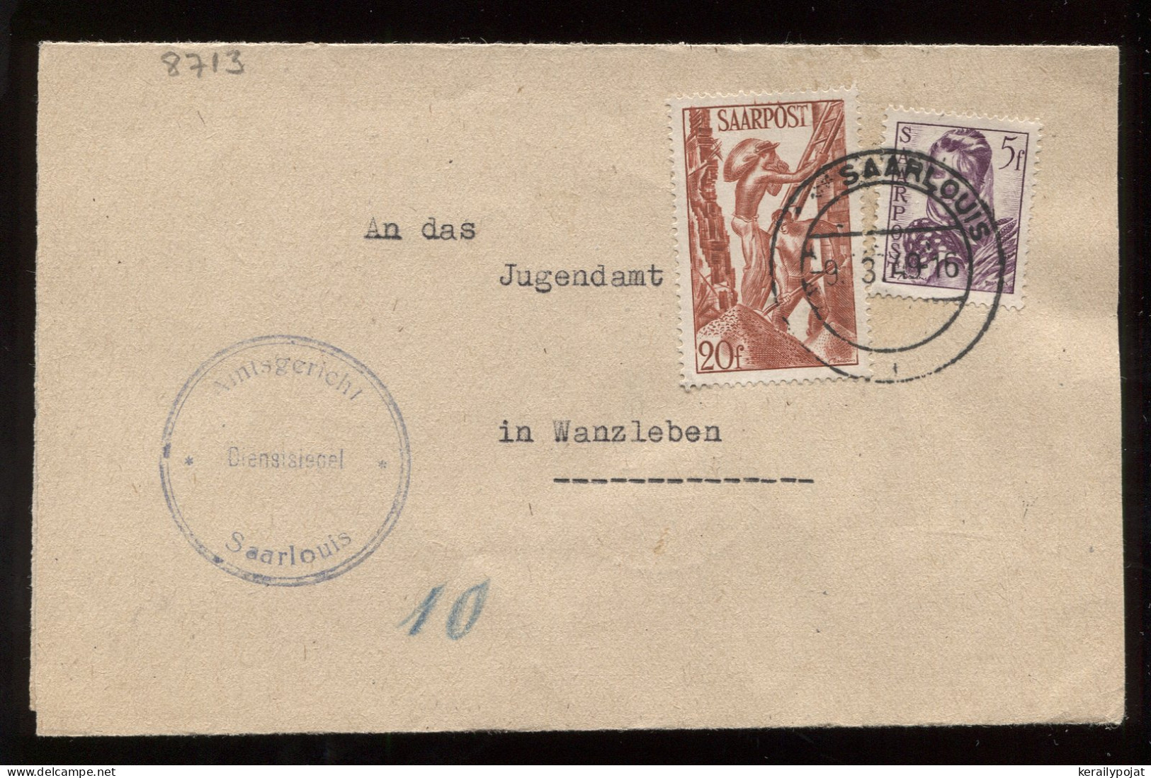 Saarpost 1949 Saarlouis Letter To Wanzleben__(8713) - Blocs-feuillets