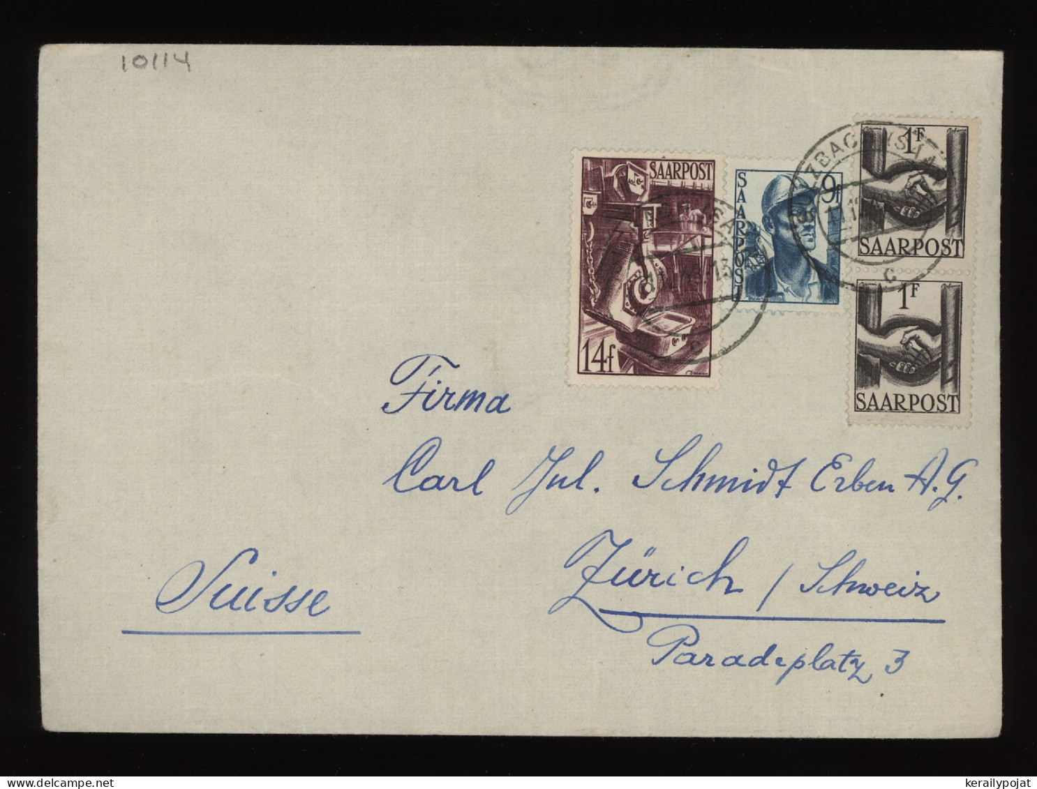 Saarpost 1948 Sulzbach Cover To Switzerland__(10114) - Blocchi & Foglietti