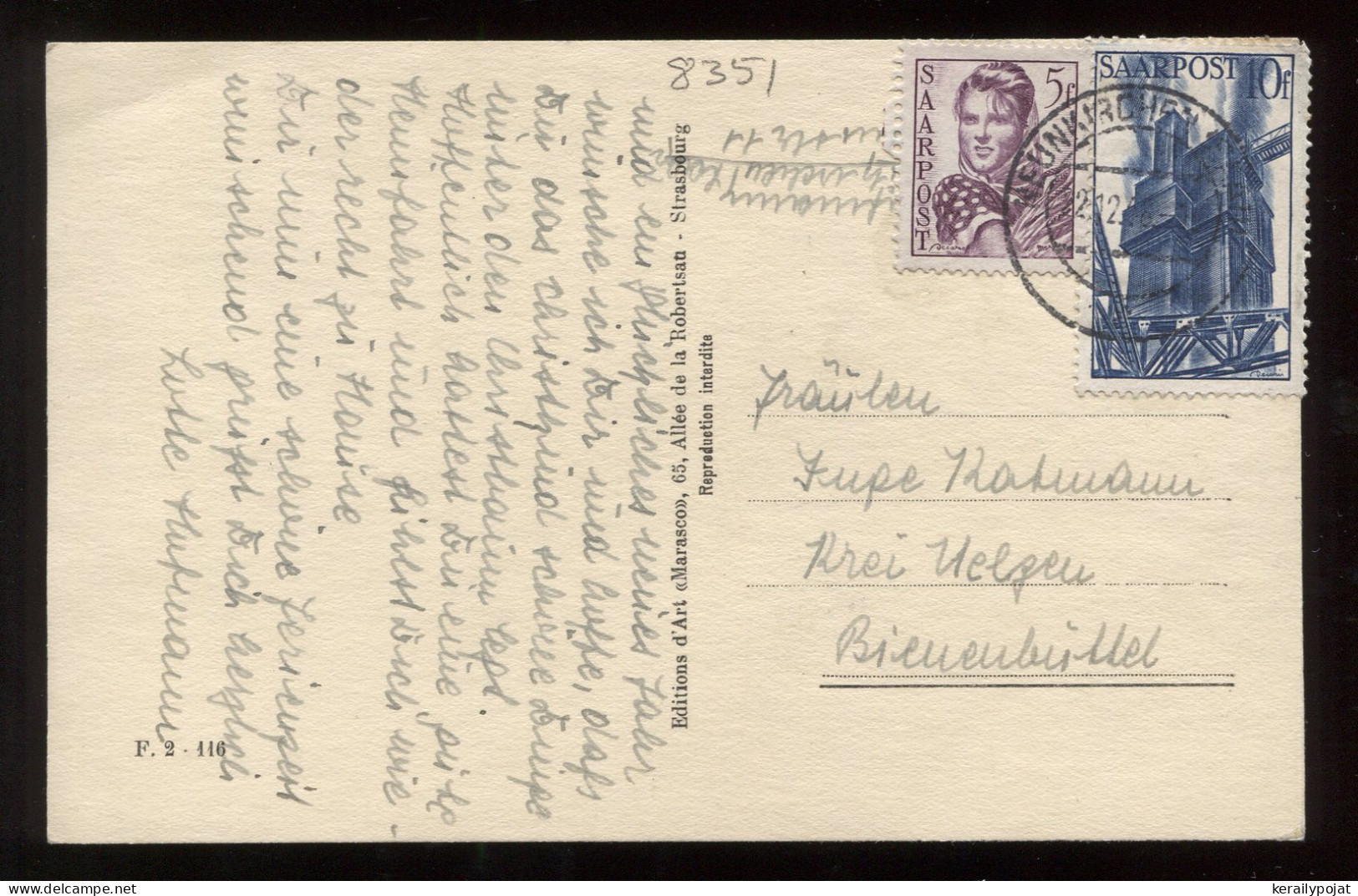 Saarpost 1948 Neuenkirchen Postcard__(8351) - Blocks & Sheetlets