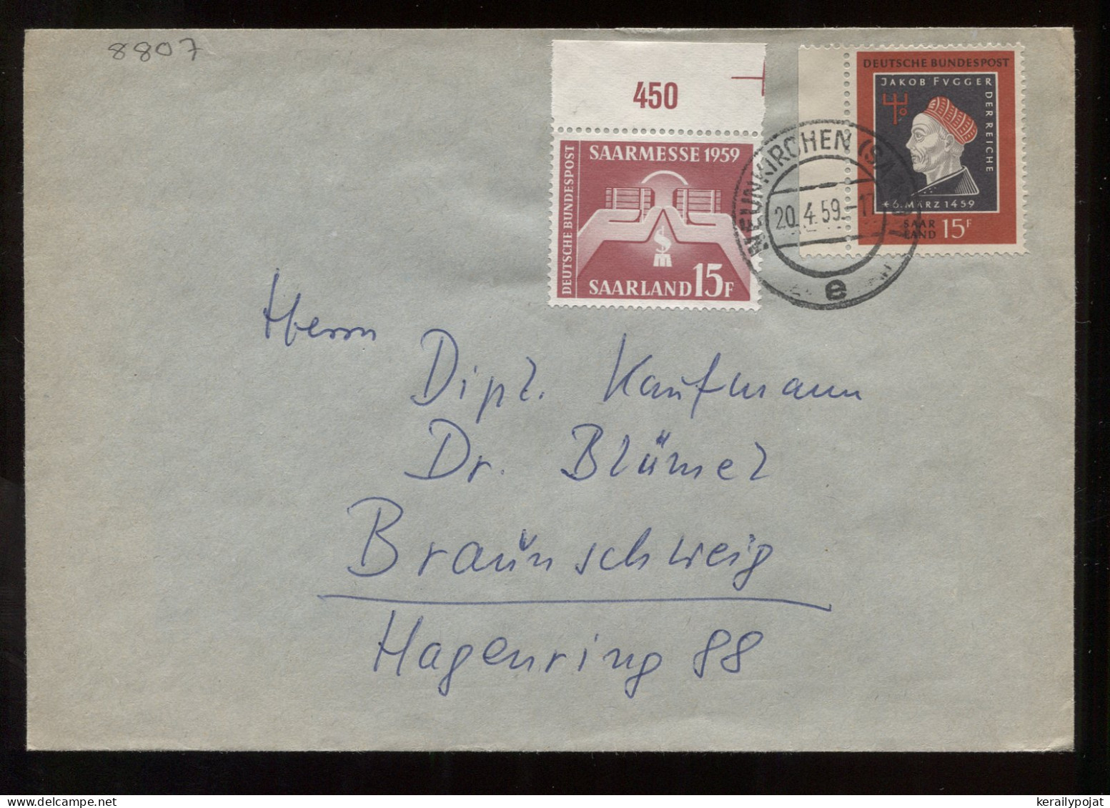 Saarland 1959 Neuenkirchen Cover To Braunschweig__(8807) - Covers & Documents