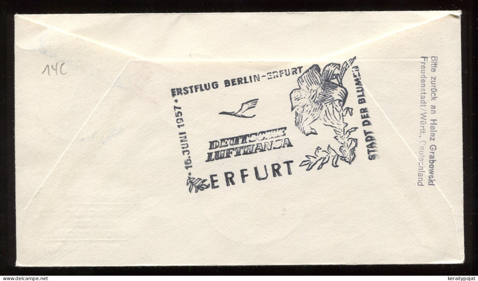 Saarland 1957 St. Ingbert First Flight Cover__(8836) - Covers & Documents