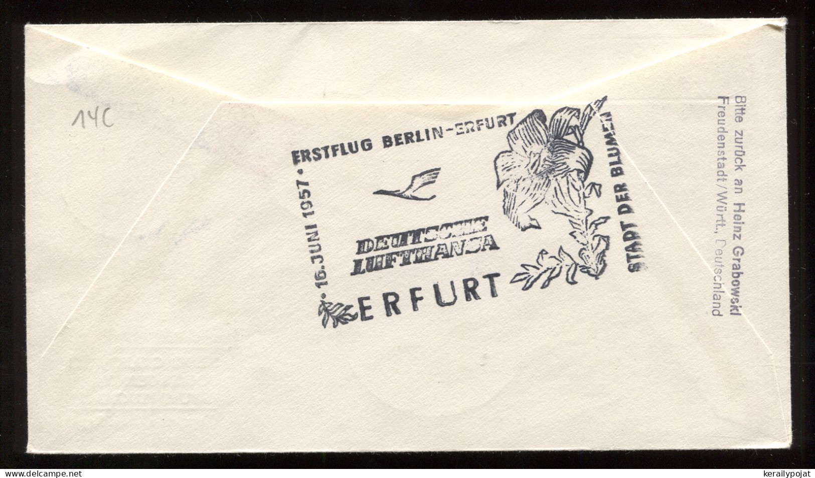 Saarland 1957 St. Ingbert First Flight Cover__(8836) - Brieven En Documenten