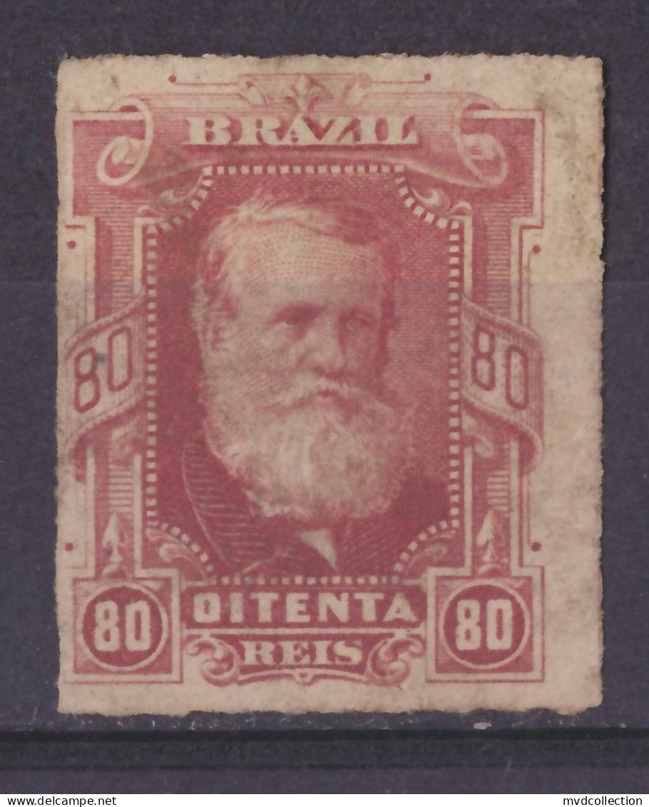 BRAZIL 1878-79 80r EMPEROR DON PEDRO Yvert 40, ROULETTED, VF Mint No Gum (*) - Nuovi