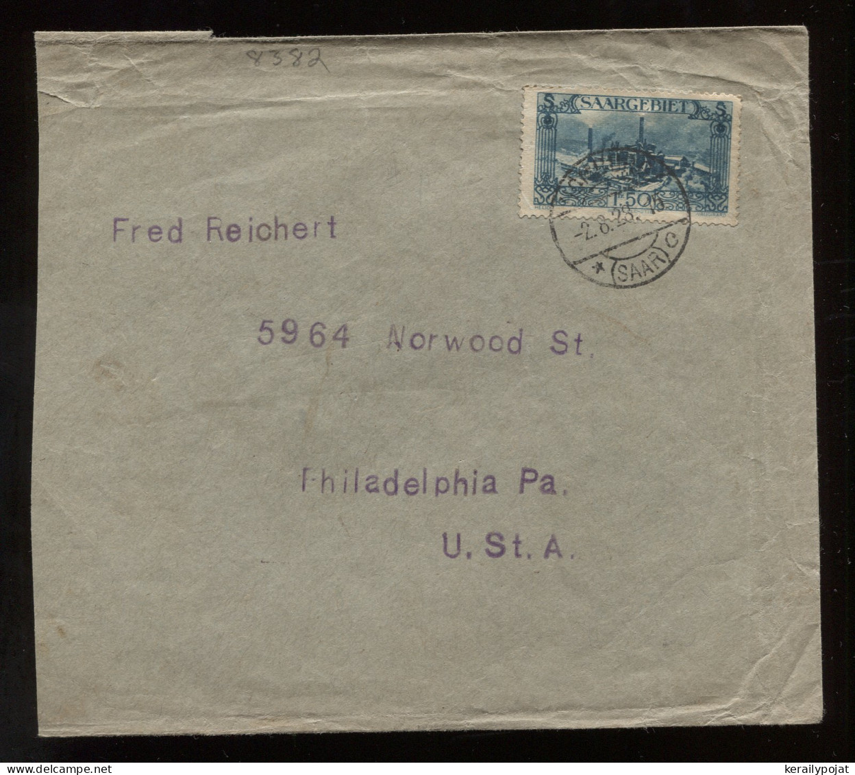 Saargebiet 1928 St.Ingbert Cover To USA__(8382) - Briefe U. Dokumente