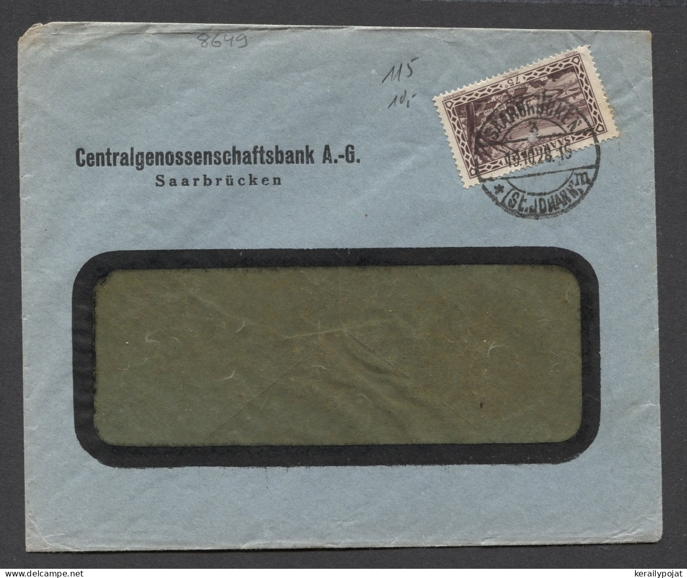 Saargebiet 1928 Saarbrucken Business Cover__(8649) - Brieven En Documenten